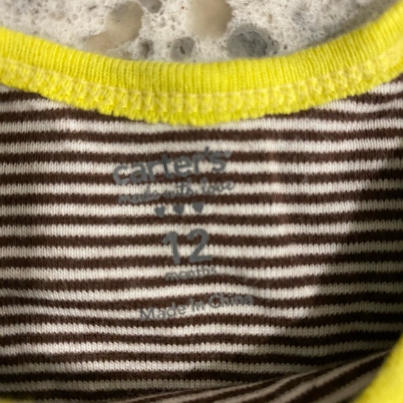 Carters 3 piece set neon green brown shorts top Onsie boys 12 month - Picture 9 of 9